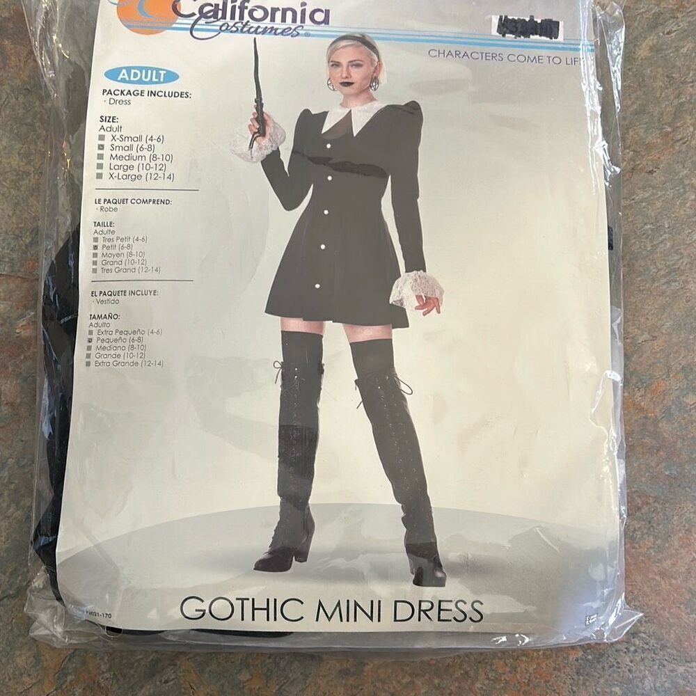 California Costumes Gothic Mini Dress Sz Small Wednesday